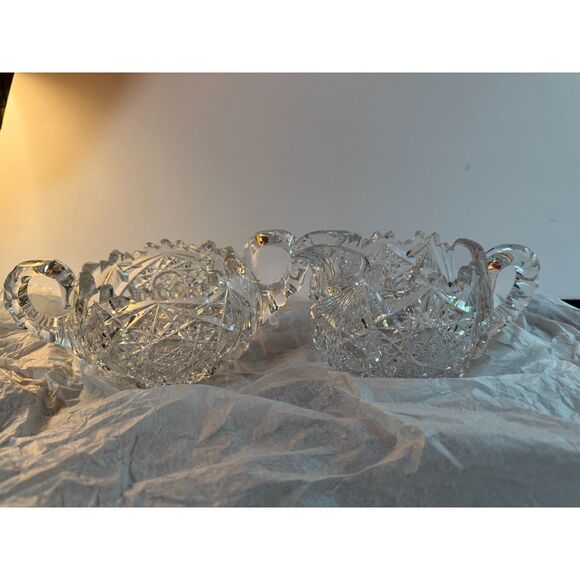 Antique  Early 20th C. American Brilliant Cut Glass Sugar Bowl and Creamer Set - Picture 1 of 8